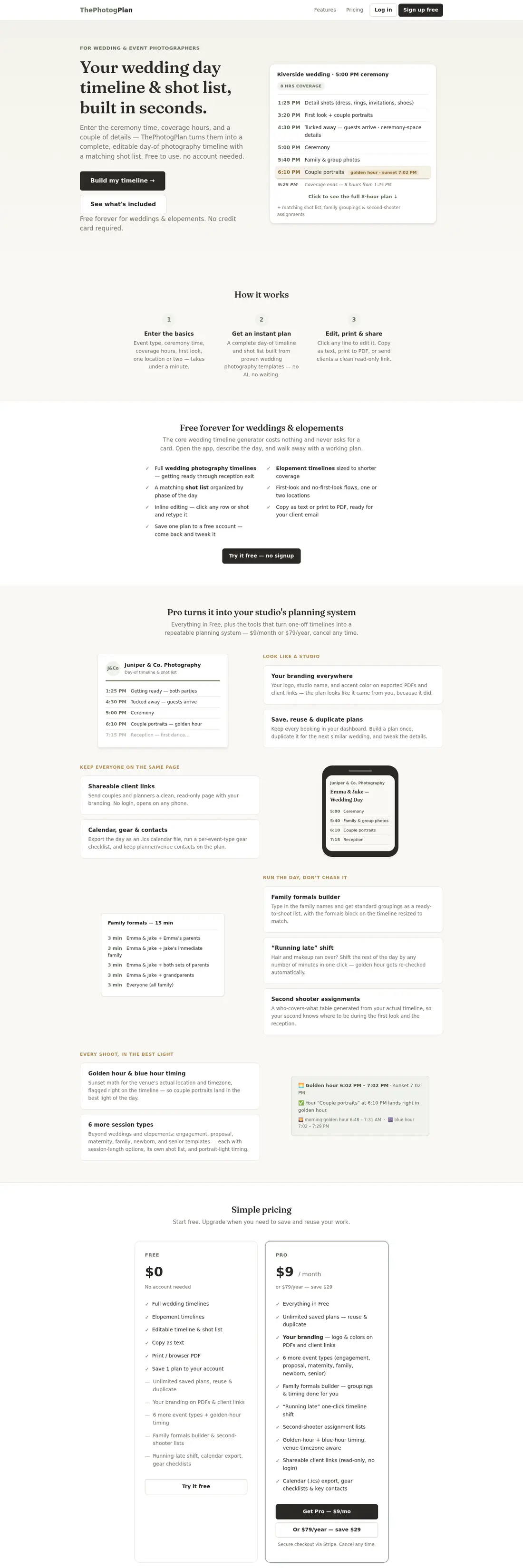 The Photog Plan website, desktop view